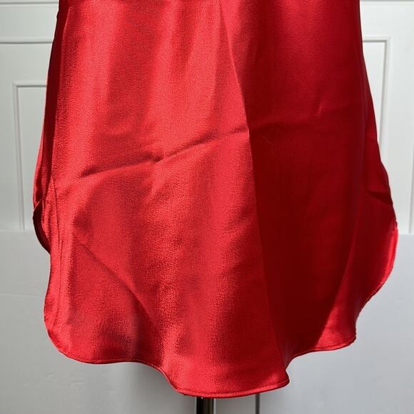 Intimate Affair California Vintage Red Satin Chemise Nightgown Bow w Pearls Sz M - Picture 7 of 15